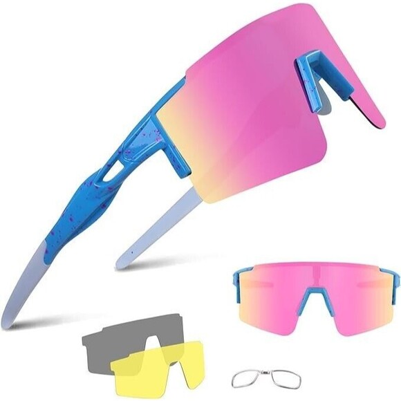 BangLong Cycling Sunglasses Polarized Sports Glasses for Men Women with 3 Lenses - Picture 1 of 7
